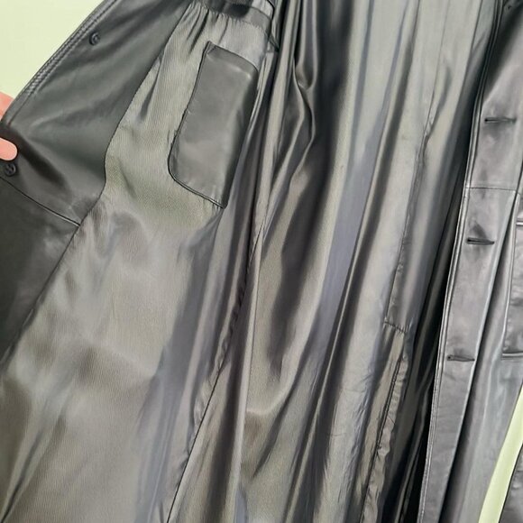 Vintage Remy Women's Sz 40 Full Length Leather Belted Trench Coat Luxury Supple - Picture 9 of 13